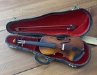 Antique Miniature Violin With Bow And Case   Vintage  non-playing  For Display 