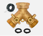2 Pack Brass Garden Hose Splitter 2-way Y Connector W  2 Valves