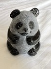 Natural Hand-carved Obsidian Panda Bear Figurine Stone Sculpture Crystal Reiki