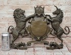Royal Family Crest Coat Of Arms Lion Unicorn Crown Shield Bronze Wall Plaque Art
