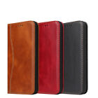 For Iphone 16e 12 13 14 15 16 Pro Max Cowhide Real Leather Magnetic Wallet Case