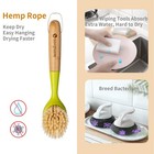 2 Pack Kitchen Dish Brush Bamboo Handle Scrubber Built-in Medium  Green