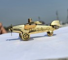 Vintage Brass Airplane Model Handmade Mini Aircraft Desk Decor Collectible Gift