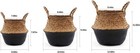 Woven Seagrass Belly Basket For Storage  Laundry  Picnic  Plant Large  Black 