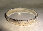 Hawaiian Plumeria Flower Design Sterling Silver 925 Bangle Bracelet 7 5 