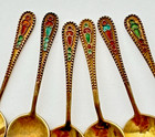 Set 6 Russian 875 Silver Gilt Enamel Salt Spoons 2 