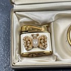 Vintage Evans Rhinestone Butterfly Compact   Cigarette Lighter Set 60s With Box