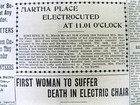 1899 Display Newspaper Martha Place Becomes 1st Woman Executed By Electric Chair