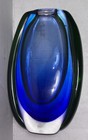 Vintage Sommerso Studio Art Glass Cobalt Blue   Emerald Green 8   