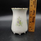 Hand Painted Rose Porcelain Vase  4 5  Small Vtg White Pink Purple Flower Signed