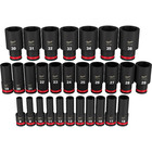 Milwaukee 49-66-7015 29 Pc Shockwave 1 2  Dr Metric Deep 6 Point Socket Set