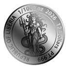 2026 Liberia Medusa 1 1000oz 999 Platinum Coin In Themed Card