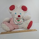 1990 Fisher Price Puffalump Baby s First Christmas Mouse  Plush Rattle Inside 
