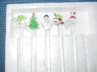 5 Holiday Cheers 6  Glass Swizzle Stir Sticks Drink Cocktail Bar Vintage Mcm