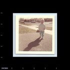 Old Vintage Square Color Photo Solo Girl In Driveway Jacket Beanie Snapshot