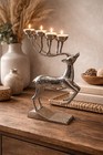 Godinger Reindeer Candelabra Silver Plated 6 Candle Holder Deer Lodge Decor