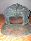 Levi Strauss Orange Tab 1970   s Denim Trucker Hat Leather Patch Vintage Strapback