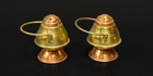 Vintage Brass And Copper Lantern Design Salt Pepper Shaker Made In Japan