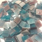 1 2  Clear Aqua Rose Stained Glass Mosaic Tiles  100 Pieces 