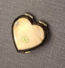 Vintage Silver Tone Heart Shaped Compact Mirror Dual Mirrors Puffy Tiered Design