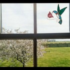 Stained Glass Hummingbird With Pink Flower Suncatcher Sun Catcher Ge139