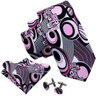Mens Tie Pink Fashion Designer Necktie Handkerchief Cufflinks Set Wedding Gift