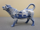 Antique Blue White Delft Porcelain Cow Creamer Pitcher