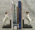 Pair Jack Russell Fox Terrier Cast Iron Heavy Bookends Vintage Style Dog Decor