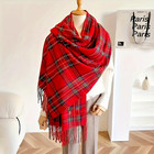 Red Plaid Tartan Faux Cashmere Pashmina Wrap  Scottish Highlands Scarf    new
