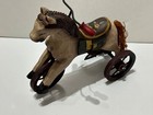 Vintage Folk Art Primitive Hand Carved   Painted Wood Wooden Horse Tricycle
