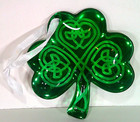 Luck O The Irish Hallmark Glass Ornament 2019 Clover Shamrock Shape Celtic Knot