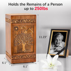 Handmade Wooden Cremation Urn For Adult Ashes  Tree Of Life Engraved Memorial
