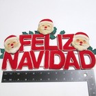 Vintage Feliz Navidad Velvet Letters Banner Santa Faces Mid Century Has Flaws