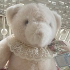 6    Vintage Eden Wind-up Musical Beige Peach Tan Teddy Bear Lace Collar With Tags