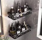 2pack Adhesive Corner Shower Caddy Organizer     Bathroom Storage Shelf Rack Black