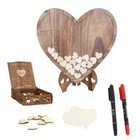 Creative Wedding Guest Book Wooden Heart-shape Guest Sign In Book W Storage Box