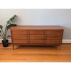Vintage Mid Century Modern 9-drawer Dresser     Restored Top