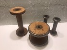 4 Vintage Wooden Thread Spools Sewing Textile Bobbins  Lot