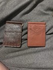 Men s Brown Crocodile Pattern Logo Money Clip Wallet W  Credit Card Slots