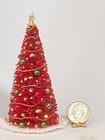 Artisan Rhinestone Pearl Christmas 3 5  Red  Tree 1 12 Dollhouse Miniature Ooak