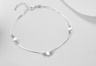 Womens Silver Sp Love Heart Bead Ankle Bracelet Double Chain Foot Anklet A07
