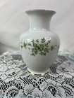 Vintage Hollohaza 1777 Hungary Bulbuos Vase Porcelain Green Flowers Gold Trim