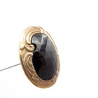 Antique Hatpin Faceted Black Glass Set In Brass Hat Pin