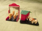 Huge Lot Of Antique Celluloid Animals Figures On Stands People Dogs Toys
