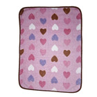 Pink Fleece Heart Baby Blanket Brown Trim Purple White Thick Security Lovey Htf