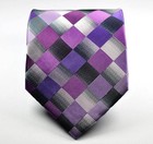 New Classic Check Black Purple Rose Gray Jacquard Woven Silk Men s Tie Necktie