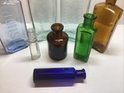 Antique 8 Piece Colorful Cork Top Bottle Lot 