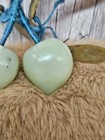 Vtg Hand Carved Green Stone Plum Cluster Sculpture With Stone Leaves Folk Art