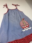 Velani Classics Smocked Blue   White Gingham Sailboat Dress 3t Nautical Vintage