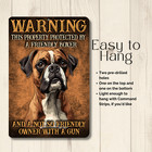 Boxer Security Warning Sign Friendly Dog Gun Owner Metal Tin Protected By